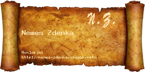 Nemes Zdenka névjegykártya